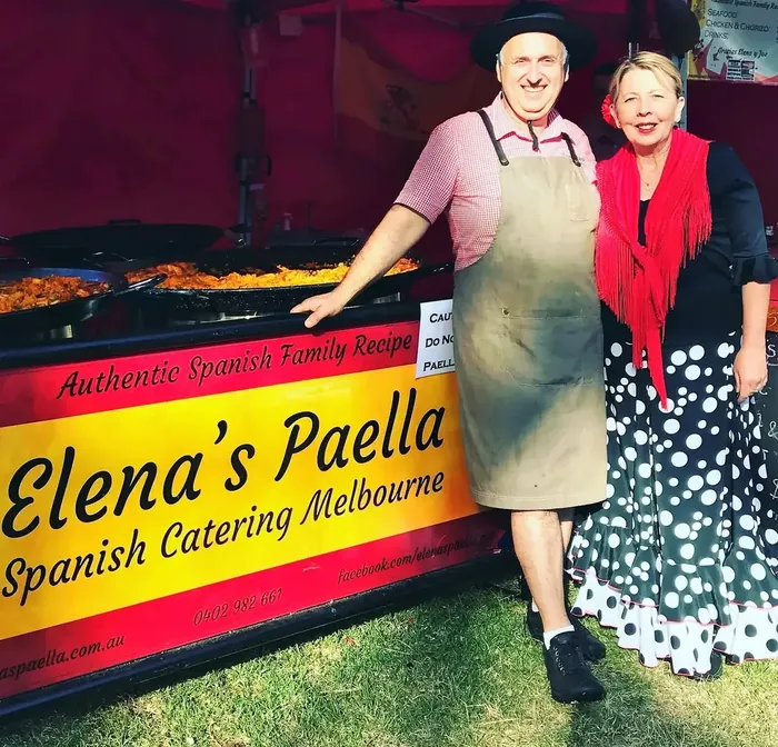 Elena and Joe at the Elena's Paella market stall