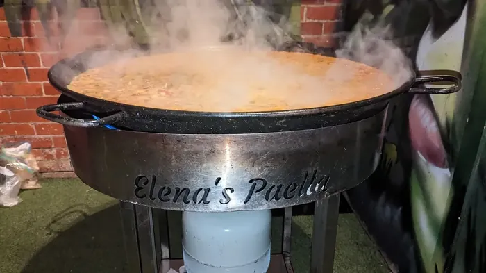 Fresh paella, steaming