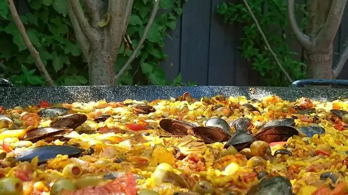 Seafood paella, finished dish